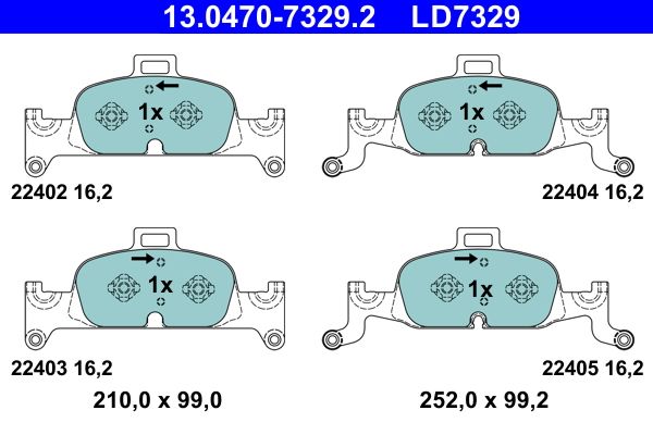 Pastillas de freno de disco ATE 13.0470-7329.2 para Audi A4 B9