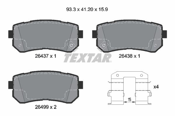 Pastillas de freno de disco TEXTAR 2643701 para Hyundai Accent IV