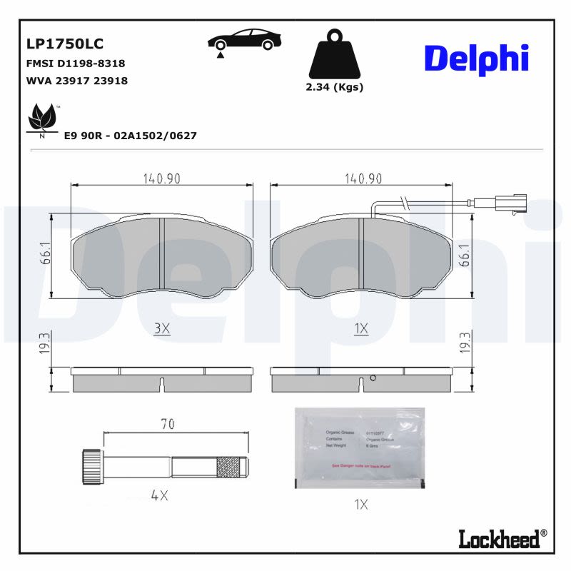 Pastillas de freno de disco DELPHI LP1750LC para Peugeot Boxe