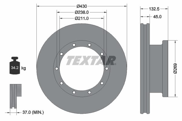 Disco de freno TEXTAR 93087900 para Mercedes-Benz Atego