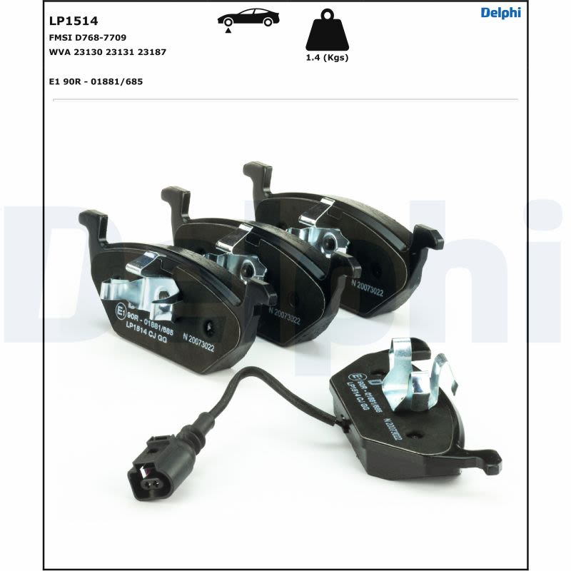 Pastillas de freno de disco DELPHI LP1514 para Audi A3