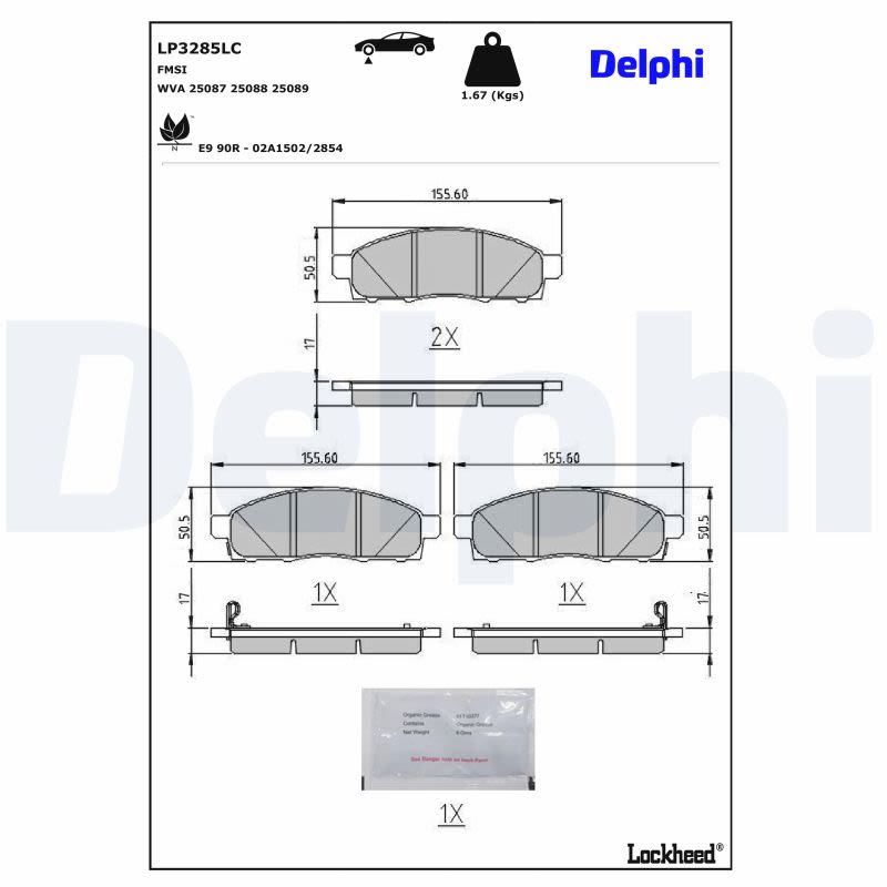 Pastillas de freno de disco DELPHI LP3285LC para Nissan NV200