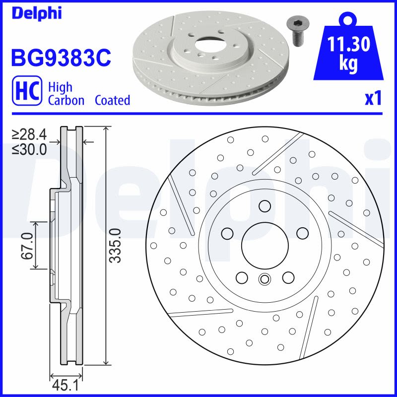 Disco de freno DELPHI BG9383C para Mini Clubman (F54) 2014-
