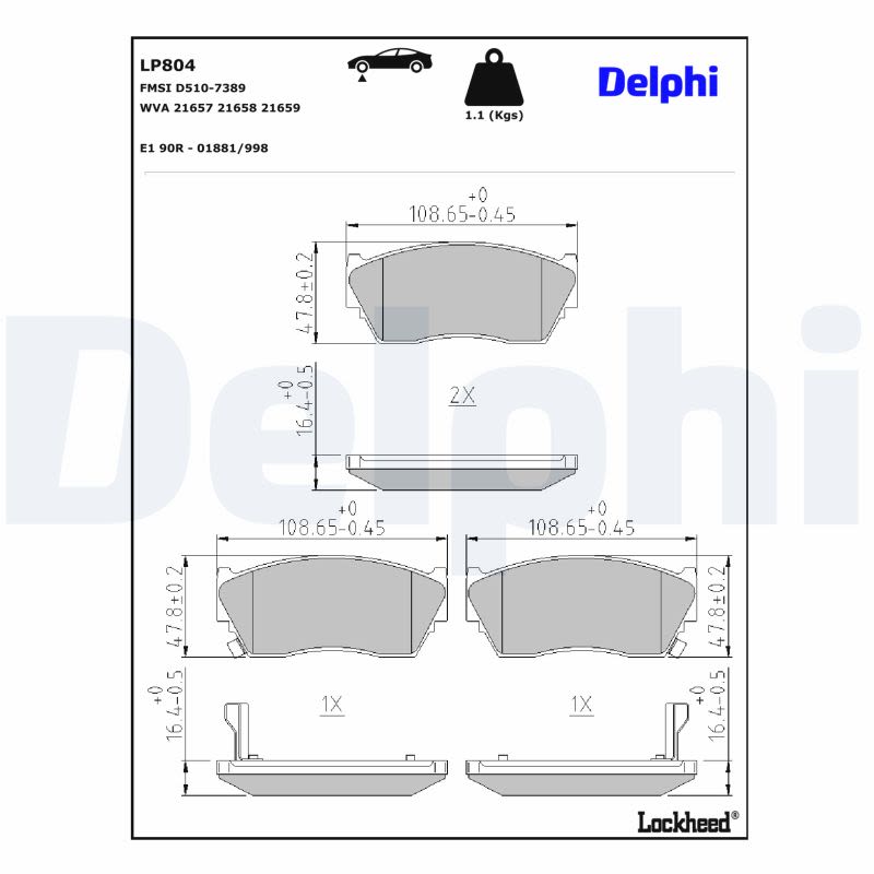 Pastillas de freno de disco DELPHI LP804 para Nissan 100NX