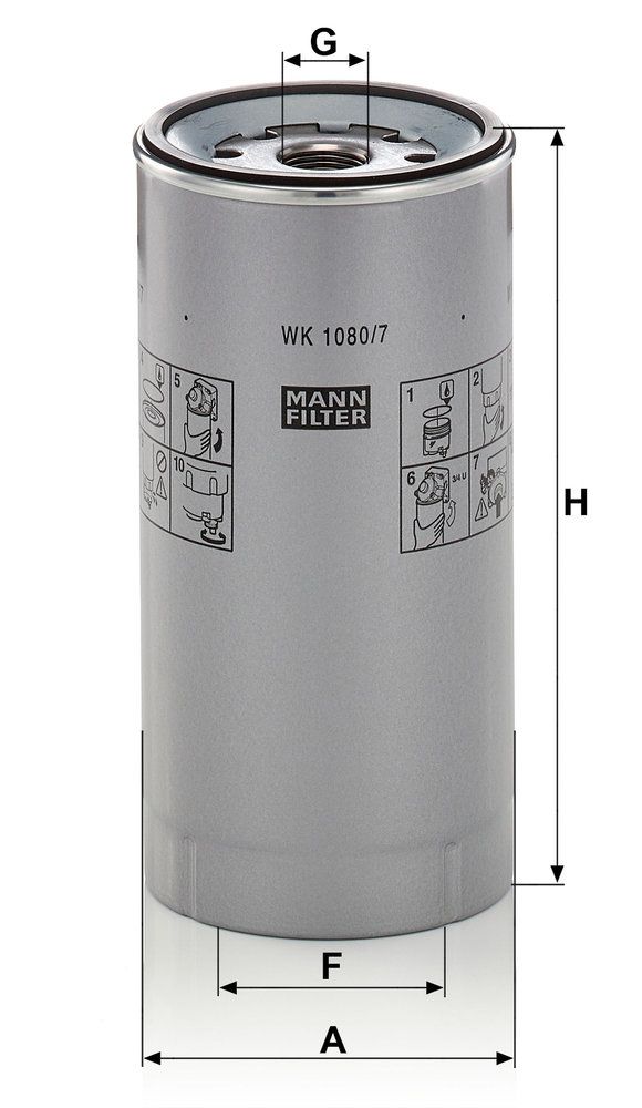Filtro de combustible MANN-FILTER WK 1080/7 x para Mercedes-Benz Atego