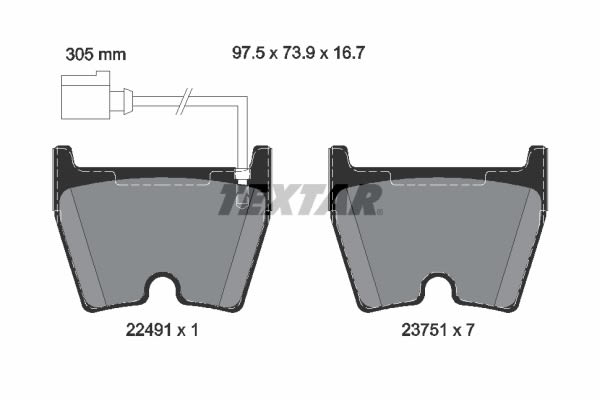 Pastillas de freno de disco TEXTAR 2249101 para Audi A3