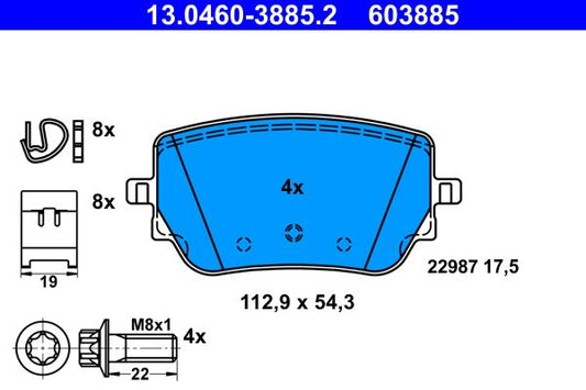 Pastillas de freno de disco ATE 13.0460-3885.2 para Mercedes-Benz Clase A (V177) 2018-