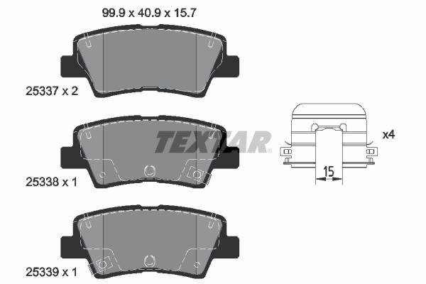 Pastillas de freno de disco TEXTAR 2533707 para Hyundai Accent IV