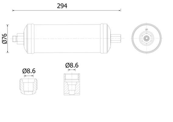 Secador (filtro deshidratador), aire acondicionado MAHLE AD 320 000S para DAF LF PX-5112-PX-7239
