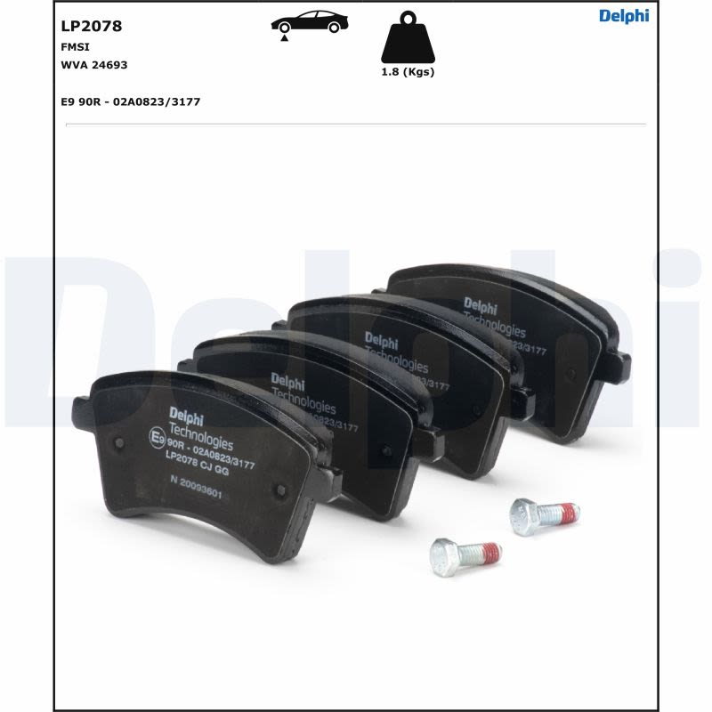 Pastillas de freno de disco DELPHI LP2078 para Mercedes-Benz Citan (MPV)