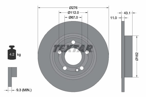 Disco de freno TEXTAR 92316803 para Mercedes-Benz Clase A (V177) 2018-