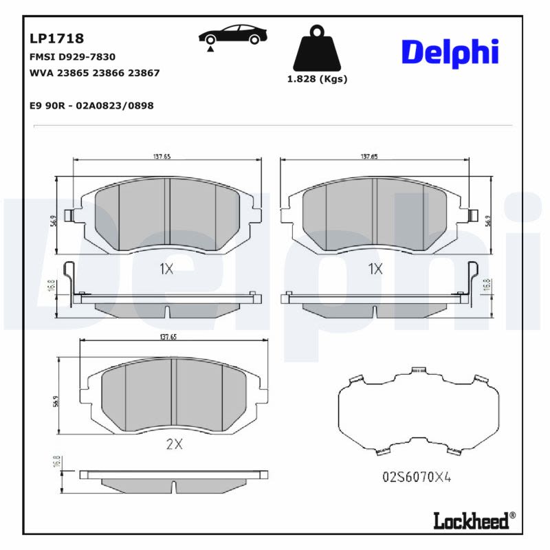 Pastillas de freno de disco DELPHI LP1718 para Subaru Imprez