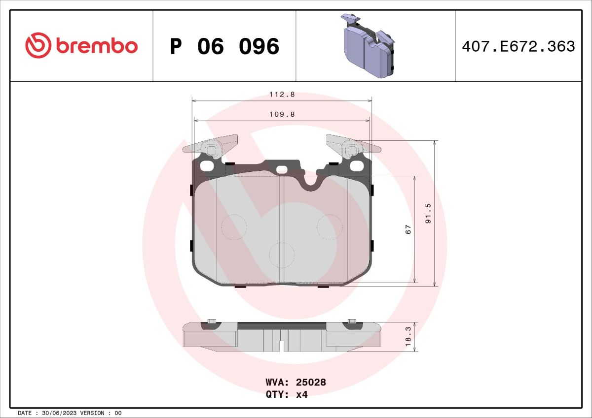 Pastillas de freno de disco BREMBO P 06 096