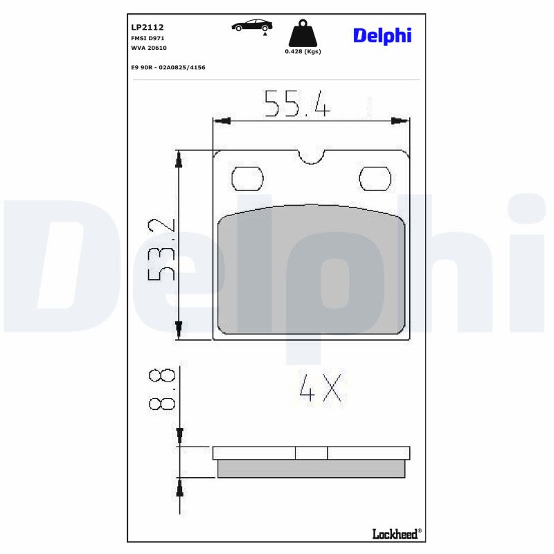 Pastillas de freno de disco DELPHI LP2112 para Jaguar XJ