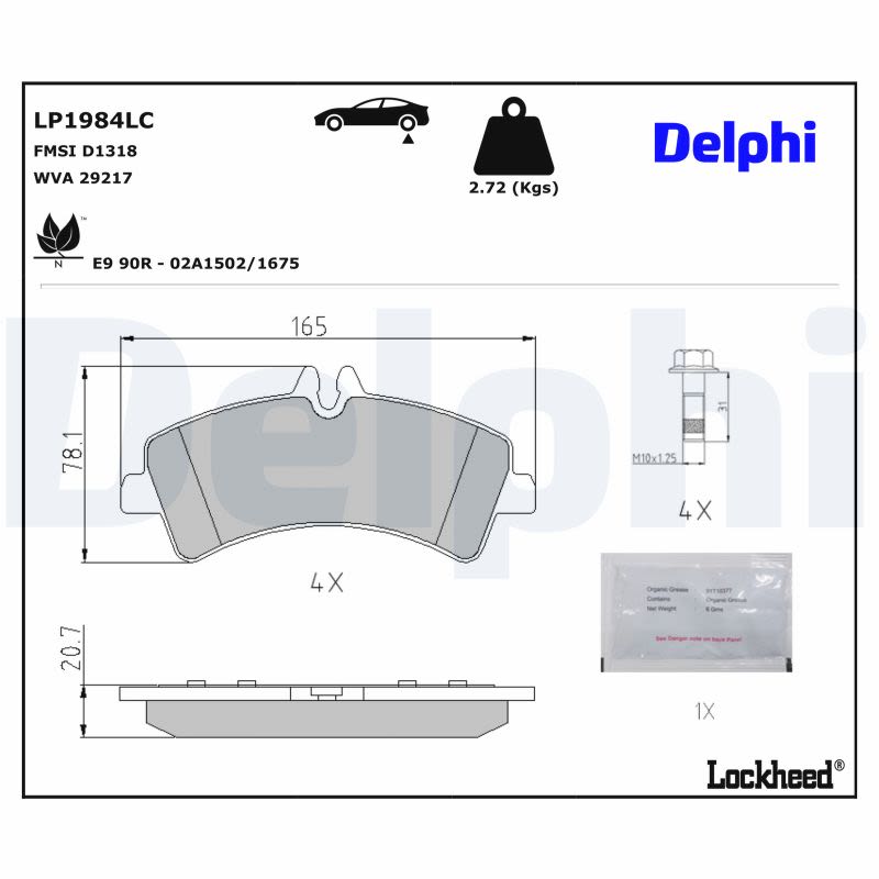 Pastillas de freno de disco DELPHI LP1984LC para Mercedes-Benz Sprinter 5-T (B906) 2006-2020