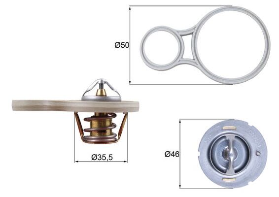 Termostato de refrigerante MAHLE TX 255 91 para Chrysler Neon