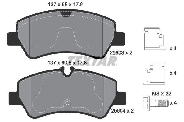 Pastillas de freno de disco TEXTAR 2560301 para Ford Transit V363