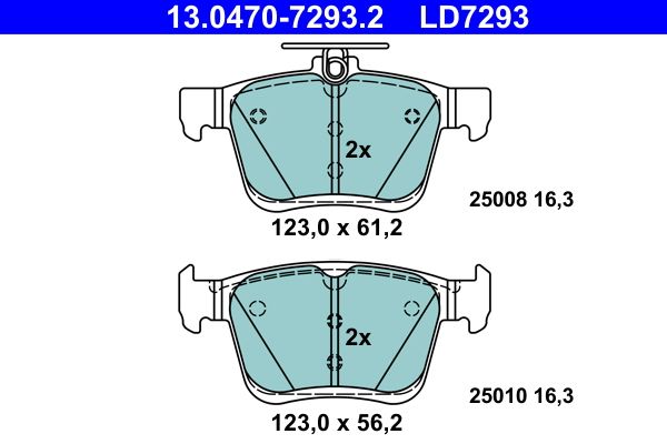 Pastillas de freno de disco ATE 13.0470-7293.2 para Audi A3