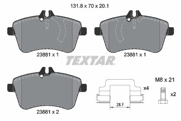 Pastillas de freno de disco TEXTAR 2388101 para Mercedes-Benz Clase A (W169) 2004-2012