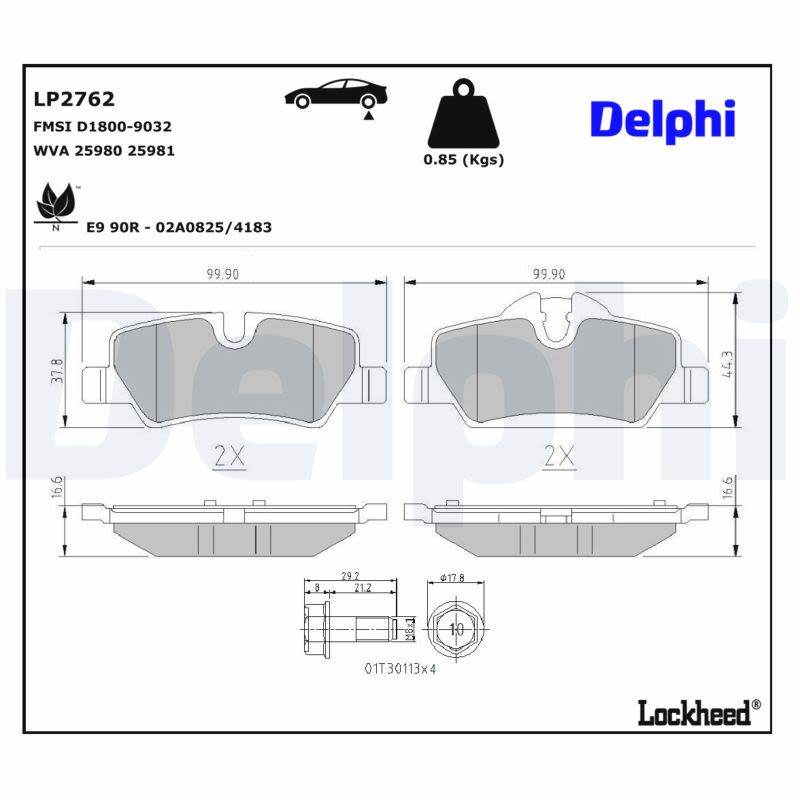 Pastillas de freno de disco DELPHI LP2762