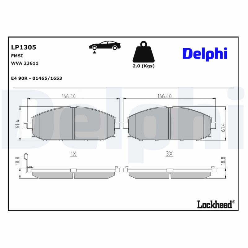 Pastillas de freno de disco DELPHI LP1305 para Nissan Patrol GR V