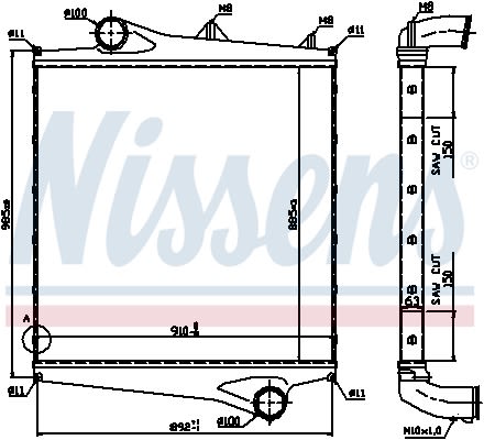 Enfriador de aire de carga (intercooler) NISSENS 96961 para Volvo FM