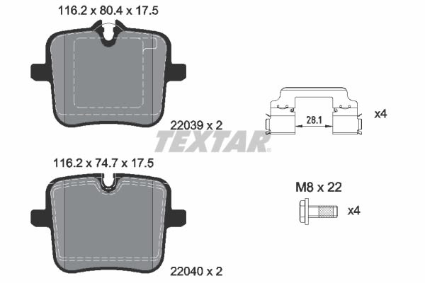 Pastillas de freno de disco TEXTAR 2203901 para BMW Serie 5 (G30, F90) 2016-2023