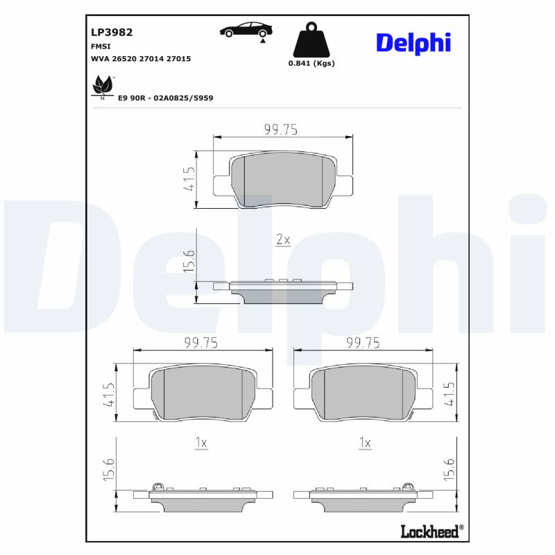 Pastillas de freno de disco DELPHI LP3982 para Hyundai Kon