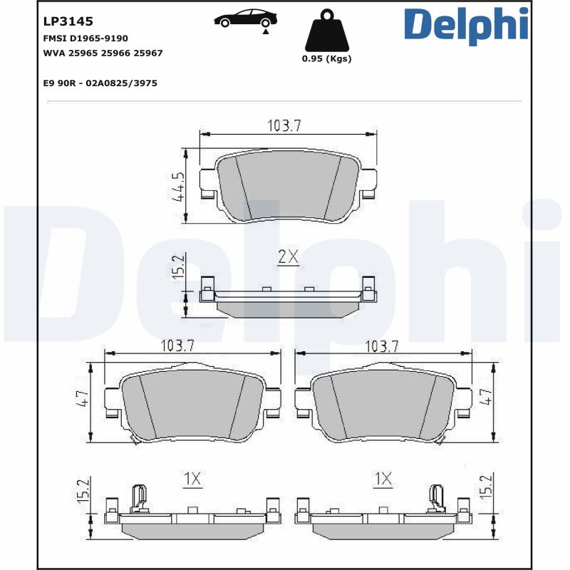 Pastillas de freno de disco DELPHI LP3145 para Nissan Leaf
