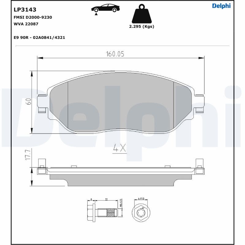 Pastillas de freno de disco DELPHI LP3143 para Nissan NV300
