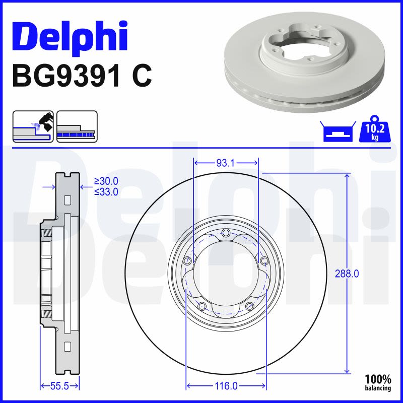 Disco de freno DELPHI BG9391C