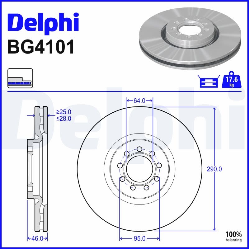 Disco de freno DELPHI BG4101 para Iveco Daily V