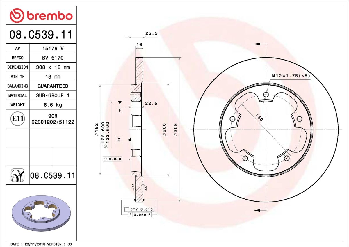 Disco de freno BREMBO 08.C539.11