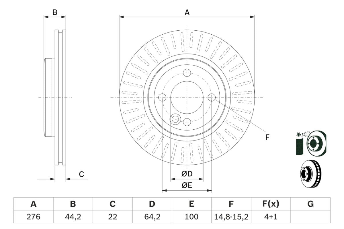 Disco de freno BOSCH 0 986 479 B39 para Mini (R56) 1.4/1.4D/1.6