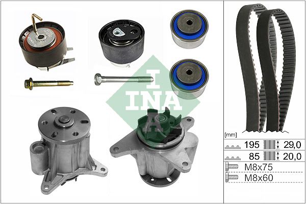 Kit de bomba de agua y correa de distribución INA 530 0764 31 para Jaguar XF I