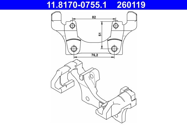 Soporte de pinza de freno ATE 11.8170-0755.1 para BMW Serie 1 (E81) 2006-2011