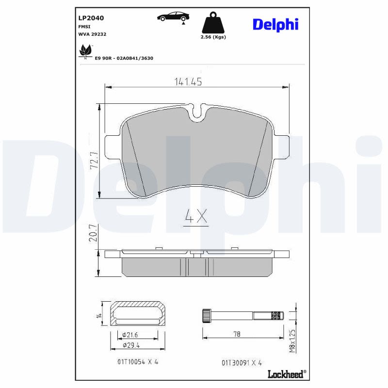 Pastillas de freno de disco DELPHI LP2040 para Iveco Daily V