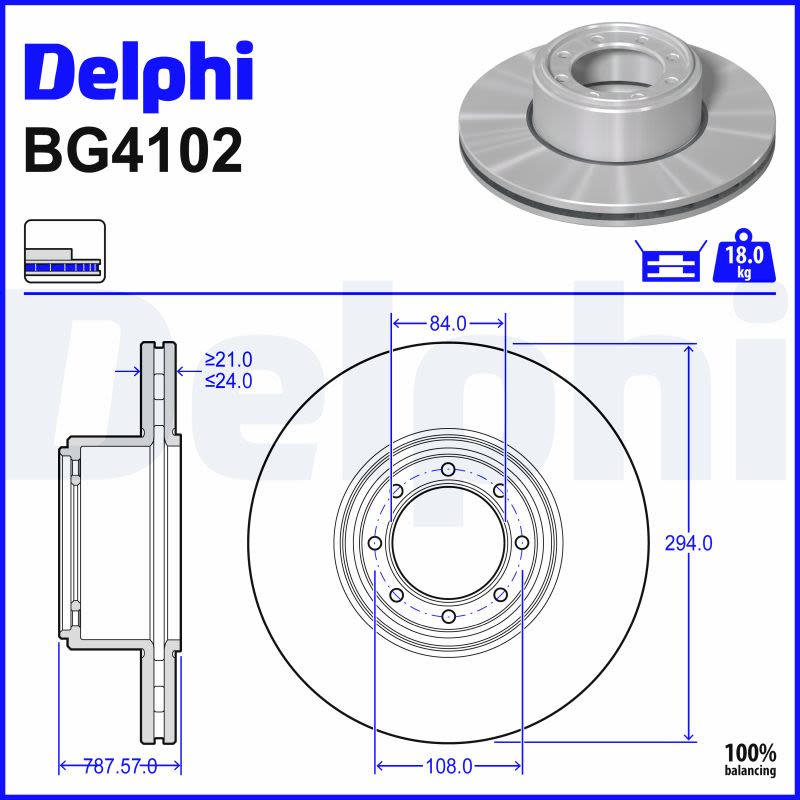 Disco de freno DELPHI BG4102 para Iveco Daily V