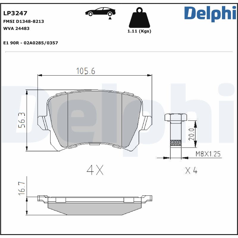 Pastillas de freno de disco DELPHI LP3247 para Audi A6 C6