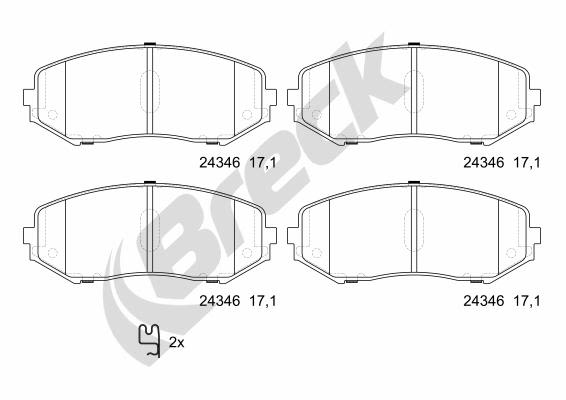 Pastillas de freno de disco BRECK 24346 00 701 00 para Suzuki Grand Vitara I