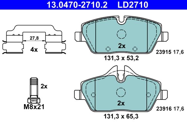 Pastillas de freno de disco ATE 13.0470-2710.2 para BMW Serie 1 (E81) 2006-2011