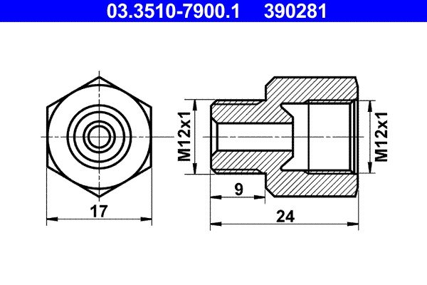 Adaptador de cañería de freno ATE 03.3510-7900.1
