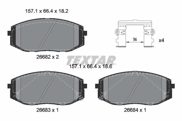 Pastillas de freno de disco TEXTAR 2668201 para Hyundai Stari