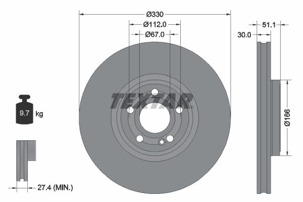 Disco de freno TEXTAR 92323305 para Mercedes-Benz Clase A (V177) 2018-