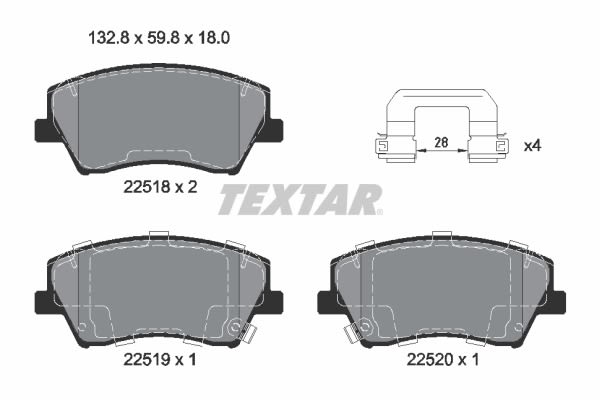 Pastillas de freno de disco TEXTAR 2251801 para Hyundai Elantra VI