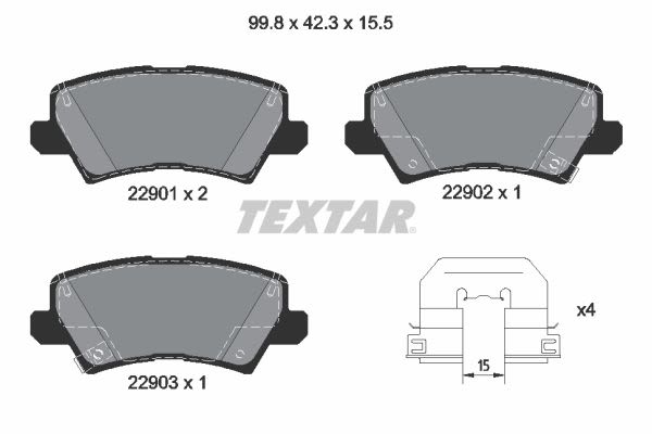 Pastillas de freno de disco TEXTAR 2290101 para KIA Picanto II