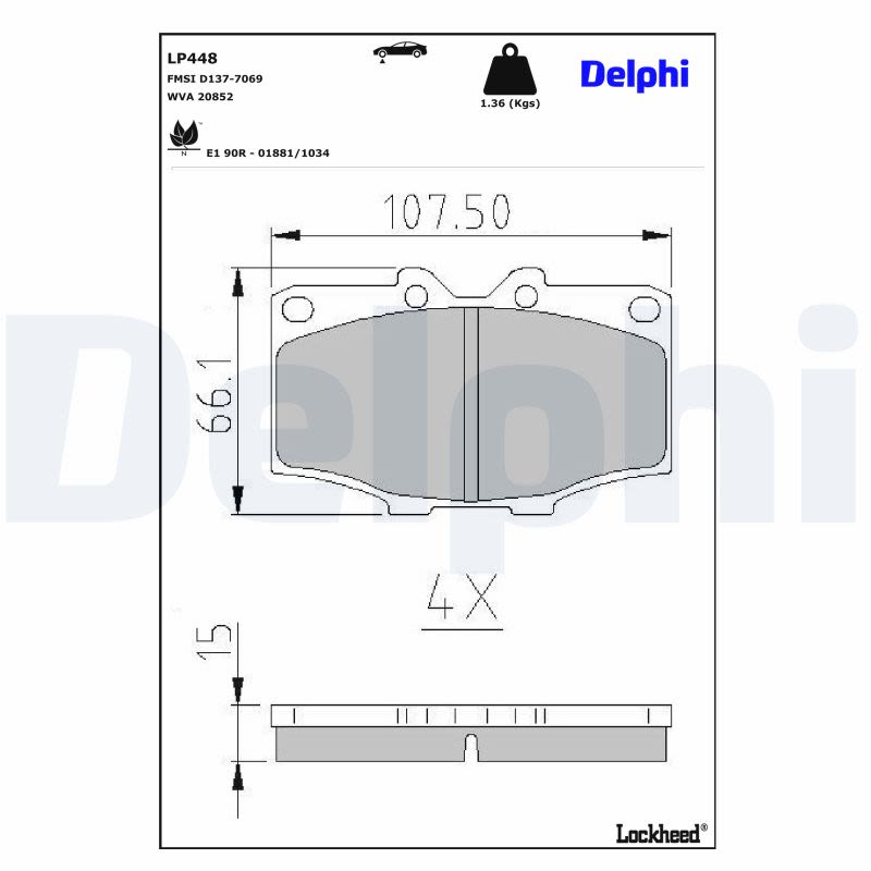 Pastillas de freno de disco DELPHI LP448 para Toyota Hilux IV