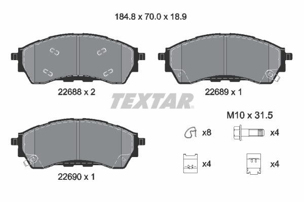 Pastillas de freno de disco TEXTAR 2268801 para Ford Range