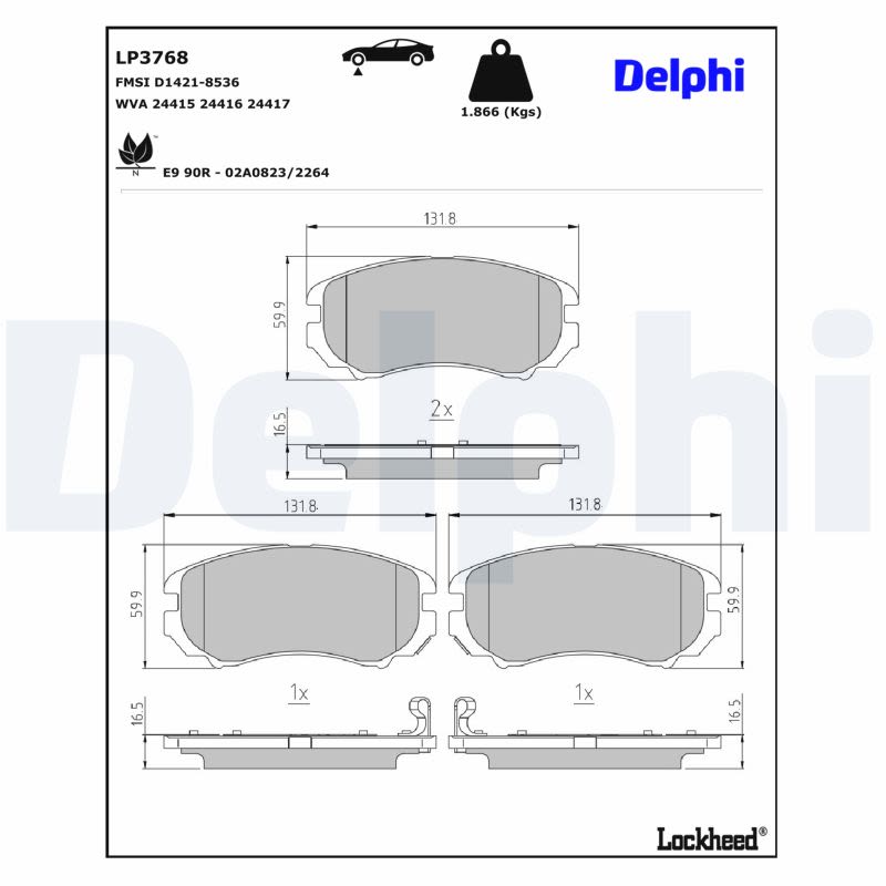Pastillas de freno de disco DELPHI LP3768 para Lifan Myway