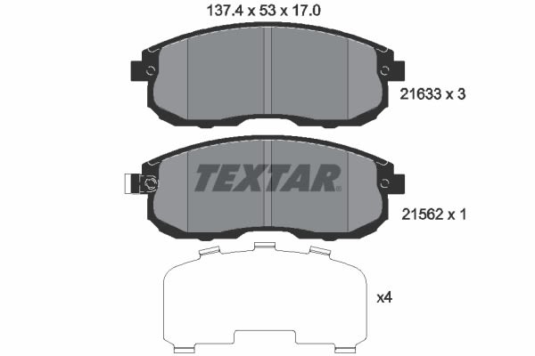 Pastillas de freno de disco TEXTAR 2163301 para Ford Transit Connect